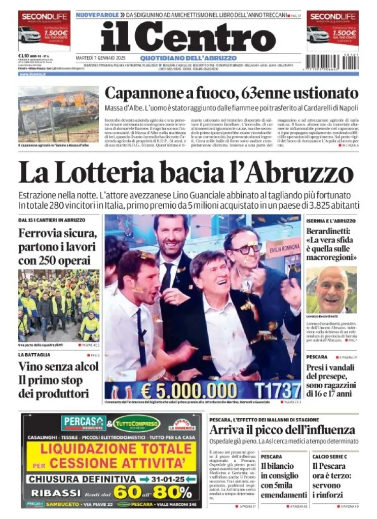 Prima-pagina-il centro-oggi-edizione-del-2025-01-07